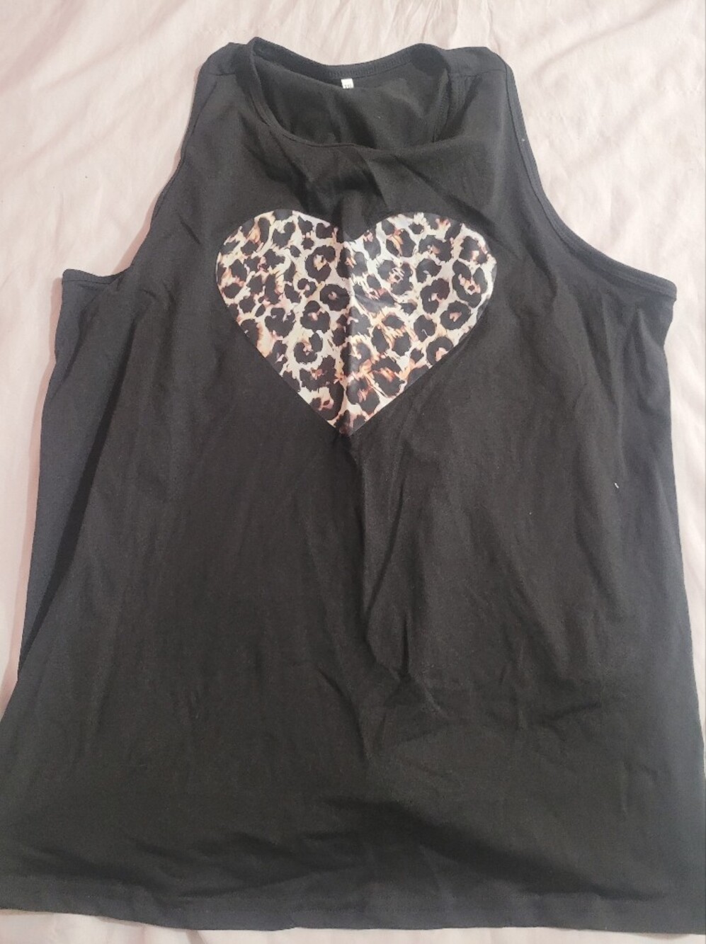 Black Leopard Heart Tank Top for Women